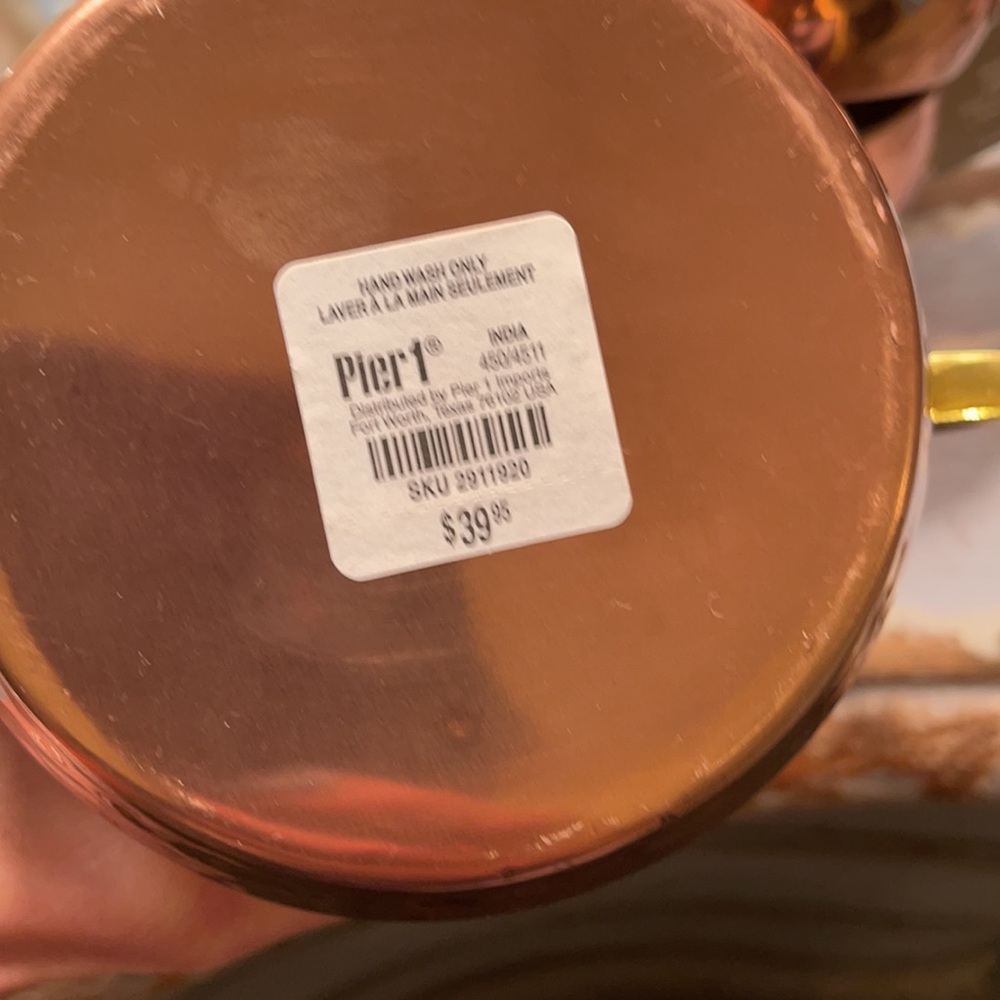 NWT Pier 1 Hammered Copper Pitcher + 4 Mugs *NEW* - Picture 5 of 5